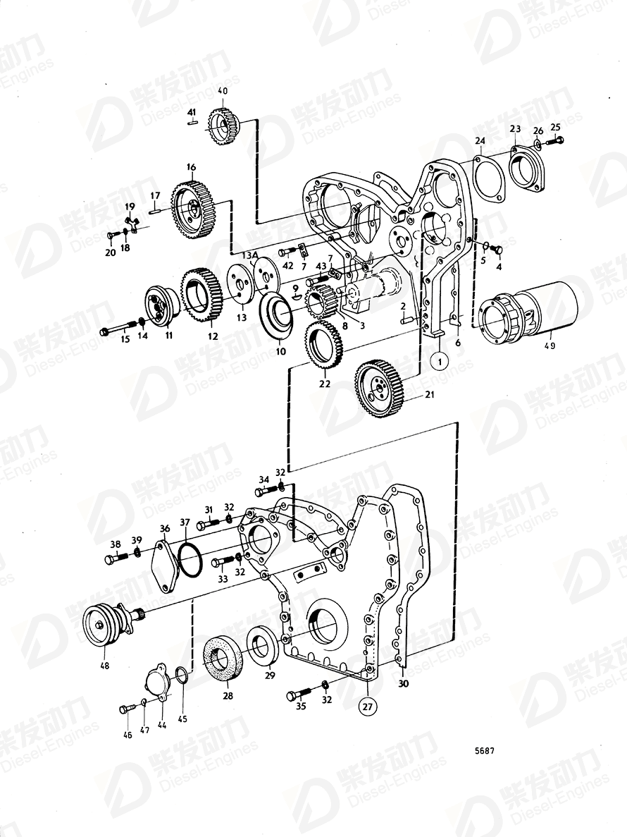 VOLVO Gear, sea water pump 820957 Drawing